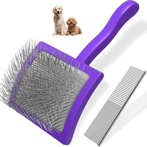قطعتان من فرشاة الملمس للكلاب والحيوانات الأليفة، فرشاة احترافية للعناية بالكلاب (Goldendoodles، Poodles، Labradoodles) مع دبابيس طويلة للغاية لإزالة التشابك والعقد والحصائر بشكل فعال (أخضر كبير) in Kuwait
