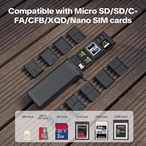 حافظة بطاقات الذاكرة CreateMate من PGYTECH لبطاقات SD/Micro SD/CFA/CFB/XQD/SIM، 18 حامل فتحات بطاقات قابلة للتخصيص، سبائك الألومنيوم المقاومة للماء + حافظة سيليكون، منظم بطاقات السفر للمصورين in Kuwait