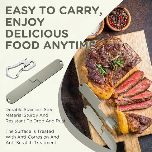 2 in 1 Camping Eating Utensils Set, Respectivem Portable Detachable Knife Spork Cutlery Set, Pocket Cooking Fork Spoon Tool, Multifunction Travel Utensil Silverware Flatware for Hiking in Kuwait