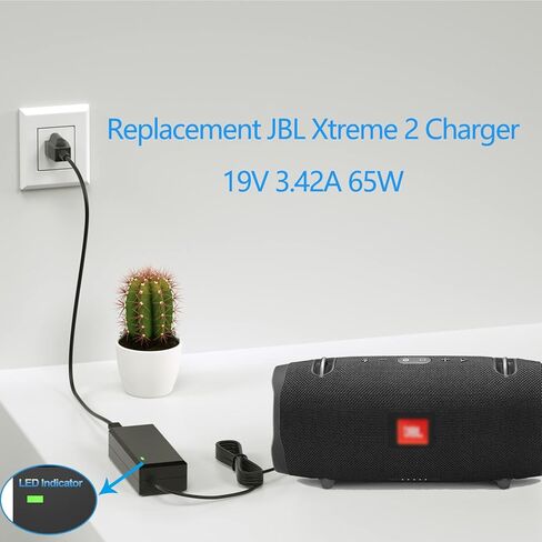 استبدال 19 فولت لشاحن JBL Xtreme 2 المتوافق مع JBL Xtreme، Xtreme 2، Boombox 1/2، مكبر صوت مقاوم للماء بتقنية البلوتوث، استبدال 8.8FT لسلك طاقة مكبر الصوت JBL in Kuwait