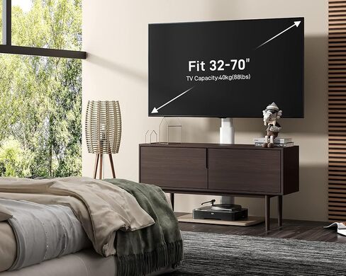 FITUEYES Swivel Floor TV Stand for 32 to 70 Inch TVs, Tall Universal TV Stand Mount with Sturdy Wooden Base, Space Saving for Corner Bedroom Living Room, White in Saudi Arabia
