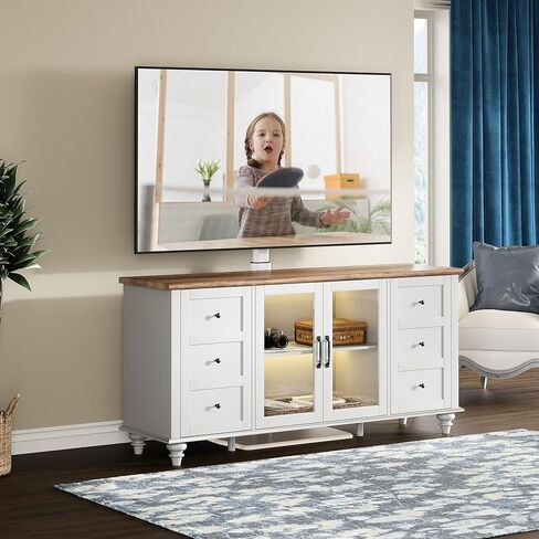 FITUEYES Swivel Floor TV Stand for 32 to 70 Inch TVs, Tall Universal TV Stand Mount with Sturdy Wooden Base, Space Saving for Corner Bedroom Living Room, White in Saudi Arabia