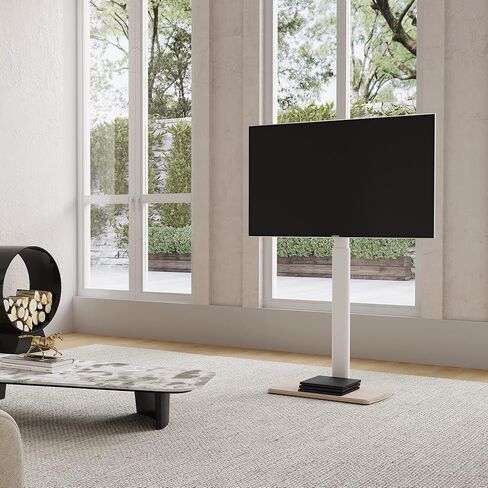 FITUEYES Swivel Floor TV Stand for 32 to 70 Inch TVs, Tall Universal TV Stand Mount with Sturdy Wooden Base, Space Saving for Corner Bedroom Living Room, White in Saudi Arabia