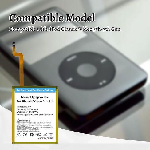 SHENMZ لأجهزة iPod Classic/Video 5th-7th Gen بطارية بديلة 3600 مللي أمبير في الساعة مطورة عالية السعة ليثيوم بوليمر مع مجموعة أدوات إصلاح in Saudi Arabia