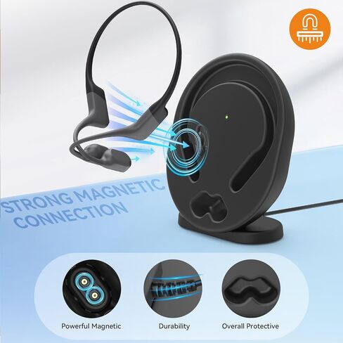 محطة شاحن لاسلكية متوافقة مع Shokz OpenRun Pro/OpenRun Standard Mini، كابل شاحن مغناطيسي بطول 3.93 قدم، حامل حامل حامل، استبدال سلك الطاقة USB لسماعات Shokz in Kuwait