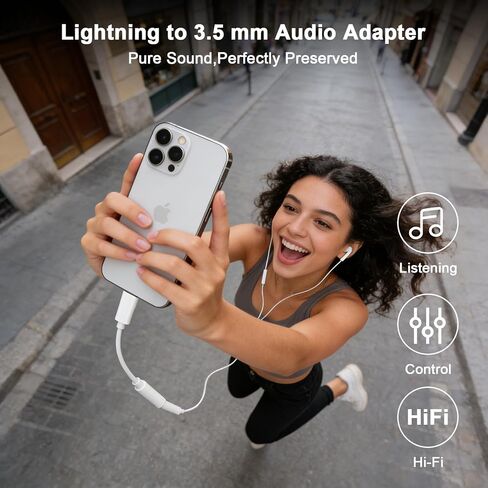 [معتمد من Apple MFi] 5 عبوات من محول مقبس سماعة الرأس Lightning إلى 3.5 مم، كابل صوت دونجل محول iPhone Aux متوافق مع iPhone 14 13 12 11 X XS 8 7 in Kuwait