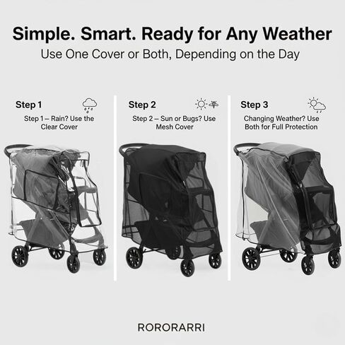 Large Stroller Sunshade & Rain Cover-Protect Your Baby Stroller from Sun, Rain, Wind, Dust-Built in Mosquito Netting-Universal Weather Shield for Baby Carriage in Saudi Arabia