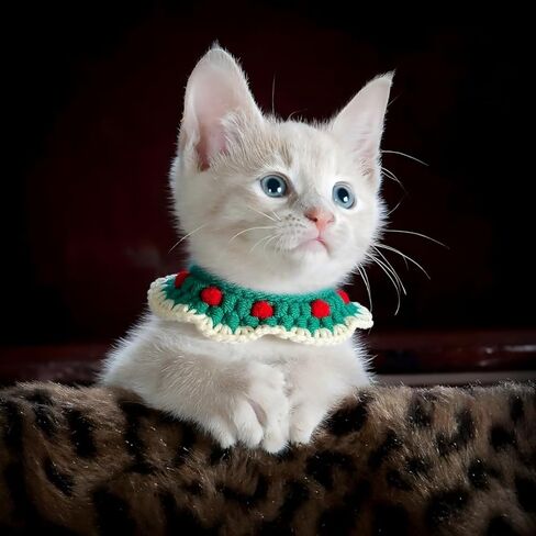Knitted Cat Collars Pet Cute Adjustable Breakaway Collar Pet Bandana Accessories in Saudi Arabia