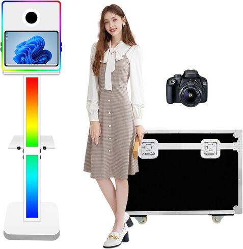 VANYA DSLR Photo Booth Machine، 15.6 بوصة شاشة تعمل باللمس مرآة صور كشك طباعة فورية DSLR Photobooth لتأجير الأعمال، الحفلات، عيد الميلاد، أحداث الزفاف (أبيض، بدون طابعة كاميرا) in Kuwait