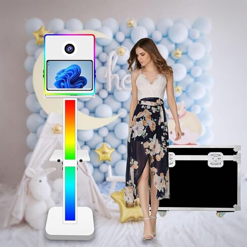 VANYA DSLR Photo Booth Machine، 15.6 بوصة شاشة تعمل باللمس مرآة صور كشك طباعة فورية DSLR Photobooth لتأجير الأعمال، الحفلات، عيد الميلاد، أحداث الزفاف (أبيض، بدون طابعة كاميرا) in Kuwait