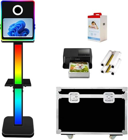 VANYA DSLR Photo Booth Machine، 15.6 بوصة شاشة تعمل باللمس مرآة صور كشك طباعة فورية DSLR Photobooth لتأجير الأعمال، الحفلات، عيد الميلاد، أحداث الزفاف (أبيض، بدون طابعة كاميرا) in Kuwait