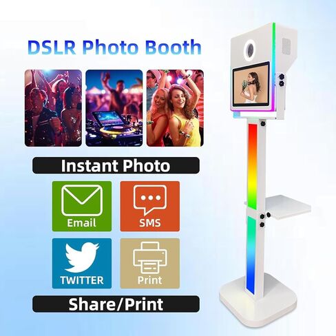 VANYA DSLR Photo Booth Machine، 15.6 بوصة شاشة تعمل باللمس مرآة صور كشك طباعة فورية DSLR Photobooth لتأجير الأعمال، الحفلات، عيد الميلاد، أحداث الزفاف (أبيض، بدون طابعة كاميرا) in Kuwait