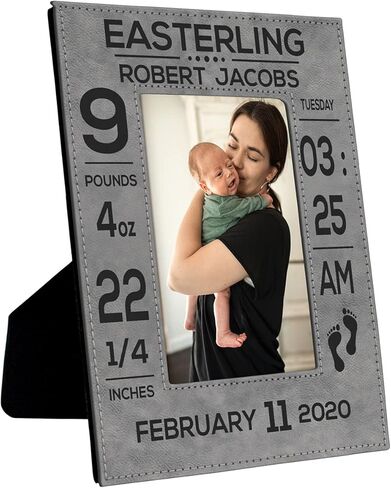 PlaqueMaker Personalized New Baby Information Picture Frame - Include the Name, Birthday, Weight, Length and Time of Birth (Red Alder Wood) in Saudi Arabia