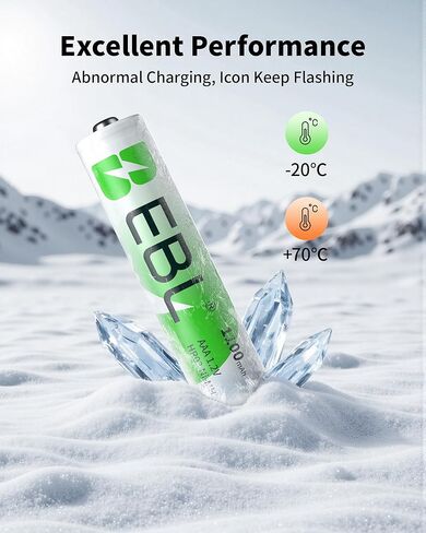شاحن بطارية EBL 8 Bay مع شاشة LCD، شحن سريع لبطاريات AA AAA، يتضمن 4 بطاريات AA 2800 مللي أمبير و4 بطاريات AAA 1100 مللي أمبير NiMH قابلة لإعادة الشحن in Kuwait