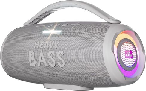 مكبرات صوت HEAVY BASS لاسلكية بتقنية البلوتوث، مكبر صوت محمول بصوت عالٍ بقوة 80 وات مع صوت جهير، وقت تشغيل 20 ساعة، مقاومة للماء IPX6، زوج مزدوج، هدية مثالية للبالغين والرجال والنساء والمراهقين والأولاد والبنات (أسود، كبير) in Kuwait