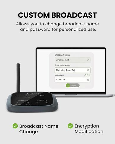 Avantree Oasis Aura – Auracast Transmitter for Assistive Listening, One-to-Many Broadcast for Churches, TV & Public Venues, Compatible with Auracast Hearing Aids, Headphones & Speakers in Saudi Arabia