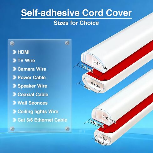 Cord Hider,White Cord Covers for Wires On Wall,TV Wire Hider,Silicone Self-Adhesive Cable Raceway for Powers Cords Management,1.1 * 0.47Inch, Length 39 Inch in Saudi Arabia