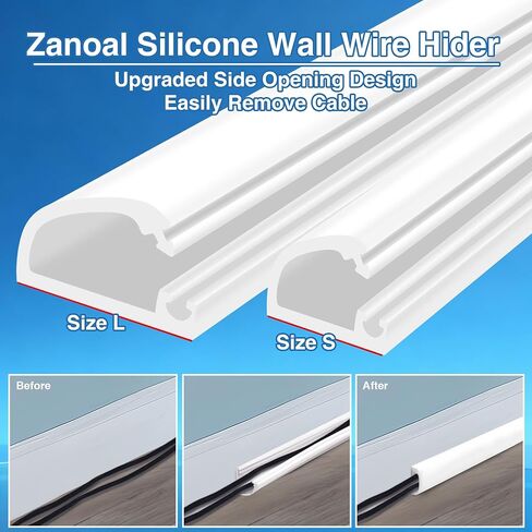 Cord Hider,White Cord Covers for Wires On Wall,TV Wire Hider,Silicone Self-Adhesive Cable Raceway for Powers Cords Management,1.1 * 0.47Inch, Length 39 Inch in Saudi Arabia