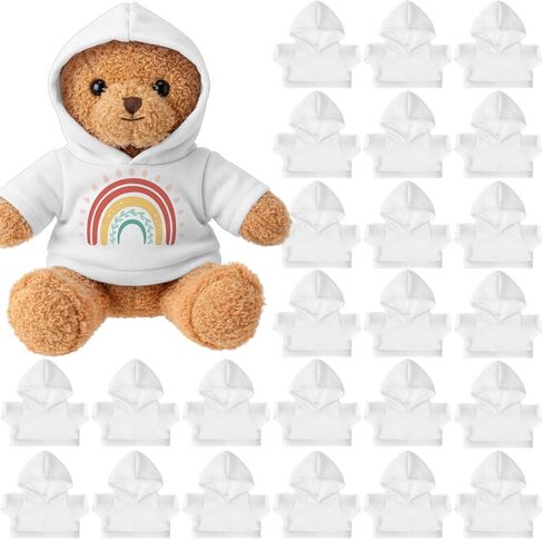 24 Pcs DIY Teddy Bear Shirts Bulk White Blank Stuffed Bear Clothes Plush Dolls Blank Tshirts for 14-16 Inch Stuffed Bears Dolls DIY Giveaways Gift Bags Party in Saudi Arabia