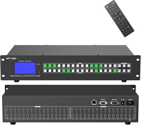 MT-VIKI 4K30 هرتز محول HDMI مصفوفة سلس 8x8، وحدة تحكم جدار الفيديو 4x2 ومتعدد المشاهد مع صوت PIP+ 3.5 مم، موزع HDMI Matrix Switcher على حامل مع واجهة المستخدم الرسومية على الويب in Kuwait