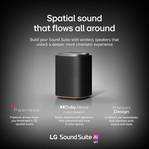 LG M7 Sound Suite Wireless Speaker with Dolby Atmos FlexConnect– Bluetooth and Wi-Fi, Google Cast & AirPlay – 3 Drivers + 4" Woofer – Connect to TVs & H7 Soundbar – (New 2026 Model) in Saudi Arabia