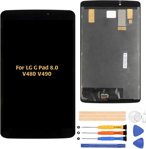 A-MIND لهاتف LG G Pad 8.0 V480 V490 شاشة LCD تعمل باللمس، استبدال مجموعة محول الأرقام، اللوحة الأمامية وإصلاح شاشة LCD مع أداة (أسود بدون إطار) in Saudi Arabia