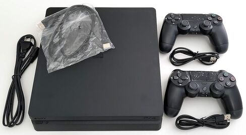 حزمة وحدة التحكم Sony PlayStation 4 System Jet Black سعة 1 تيرابايت مع x2 وحدات تحكم ما بعد البيع PS4 (متجددة) in Kuwait