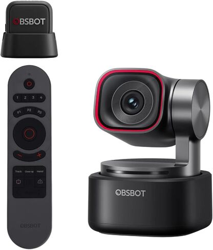 حزمة كاميرا ويب OBSBOT Tiny 3 للصوت المكاني بدقة 4K تعمل بالذكاء الاصطناعي مع VOX SE وجهاز تحكم عن بعد، وكاميرا PTZ لتتبع الذكاء الاصطناعي مع مستشعر 1/1.28 بوصة، وميكروفون ثلاثي، والتحكم في الصوت والإيماءات، و120 إطارًا في الثانية، وHDR، وكاميرا ويب للكمب in Kuwait