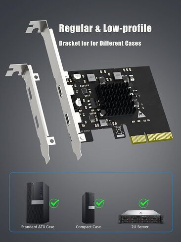 GLOTRENDS U3142C 2-Port 10Gb USB 3.1 Gen2 Type-C to PCIE X4 Expansion Card with ASM 3142 Chip, Regular and Low-profible Bracket in Saudi Arabia