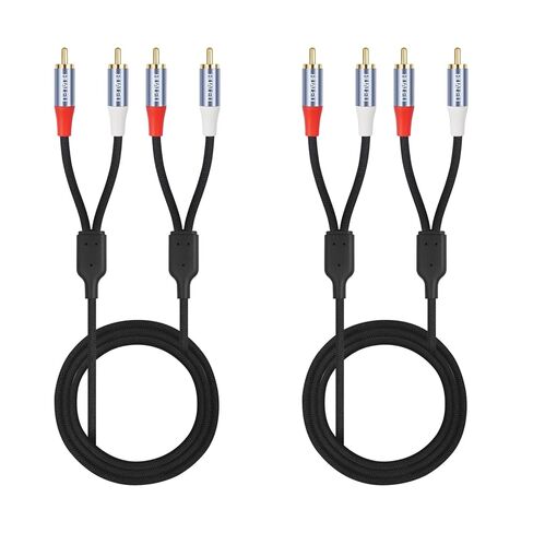 كابل صوت ستيريو بطول 3 أقدام و2 RCA M/M، سلك صوت مساعد مطلي بالذهب 2RCA ذكر إلى 2RCA ذكر من الألومنيوم - قطعتان in Saudi Arabia