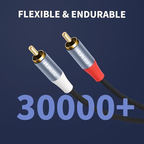 كابل صوت ستيريو بطول 3 أقدام و2 RCA M/M، سلك صوت مساعد مطلي بالذهب 2RCA ذكر إلى 2RCA ذكر من الألومنيوم - قطعتان in Saudi Arabia