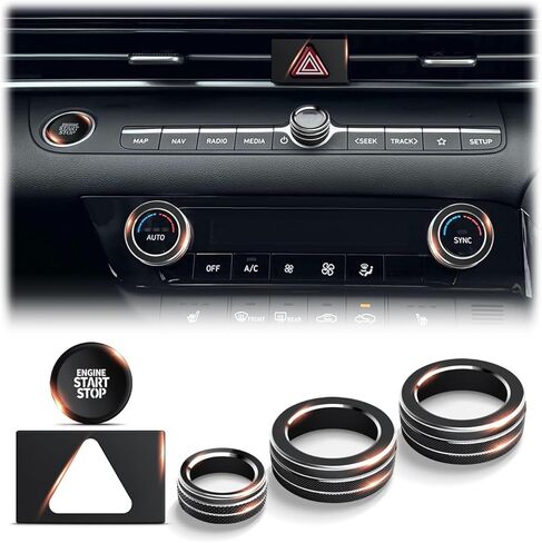 بالنسبة إلى Hyundai Elantra 2023 2024 2025 ، مجموعة غطاء مقبض سبيكة من ألومنيوم 5pcs - A/C ، المجلد ، زر البدء وضوء الخطر (الأزرق) in Kuwait