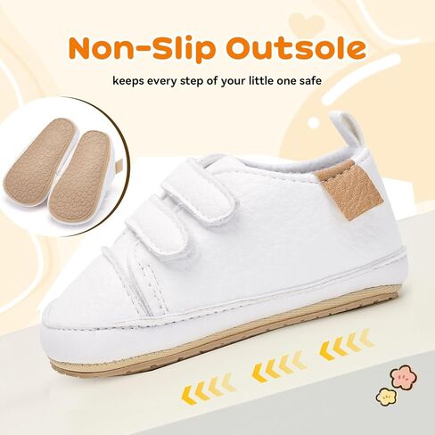 BACSAC Baby Boys Girls Walking Shoes Lightweight Easy On/Off PU Leather Infant Sneakers Newborn Walkers with Non-Slip Sole in Saudi Arabia