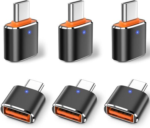 6 عبوات من محول USB C إلى USB، ومحول USB C ذكر إلى USB 3.0 أنثى OTG لأجهزة iPhone 17/16/15 وMac وiPad وSamsung Galaxy S24 S25 والكمبيوتر المحمول والمزيد من الأجهزة من النوع C، أسود in Saudi Arabia