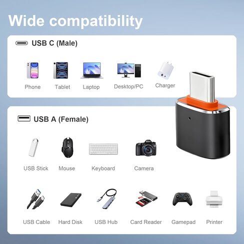 6 عبوات من محول USB C إلى USB، ومحول USB C ذكر إلى USB 3.0 أنثى OTG لأجهزة iPhone 17/16/15 وMac وiPad وSamsung Galaxy S24 S25 والكمبيوتر المحمول والمزيد من الأجهزة من النوع C، أسود in Saudi Arabia