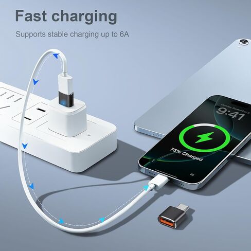 6 عبوات من محول USB C إلى USB، ومحول USB C ذكر إلى USB 3.0 أنثى OTG لأجهزة iPhone 17/16/15 وMac وiPad وSamsung Galaxy S24 S25 والكمبيوتر المحمول والمزيد من الأجهزة من النوع C، أسود in Saudi Arabia