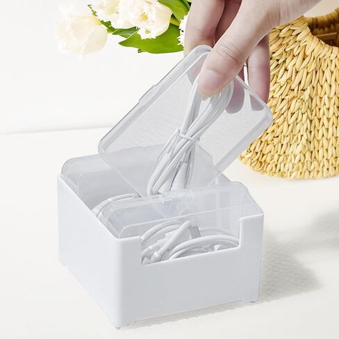 12PCS 30 * 10 * 7.5cm Cable Storage Box Set, Wire Organizer with Divided Compartments for Charging Cords, Earphones, and Small Electronic Accessories(White) in Saudi Arabia