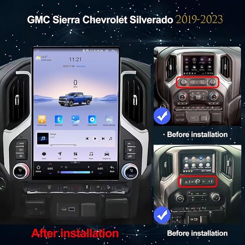 راديو ستيريو للسيارة Android 14 لسيارة GMC Sierra شيفروليه سيلفرادو 2019 2020 2021 2022 2023 Wirless Carplay/Android Auto 15.6 بوصة وحدة رئيسية شاشة لمس طراز تسلا IPS مع ملاحة GPS بلوتوث واي فاي in Kuwait
