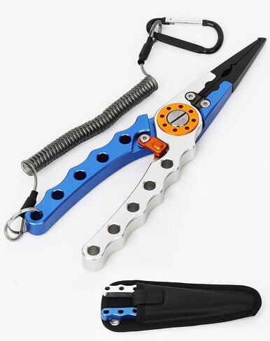 Aluminum Fishing Pliers Saltwater, Multi-Tool Fishing Hook Remover Split Ring Pliers Tools with Sheath and Lanyard Gear for Braided Fishing Line Cutter in Saudi Arabia