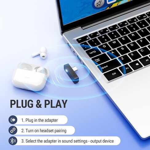 محول صوت بلوتوث 5.4 من Middle Rabbit D1 لجهاز PS5 متوافق مع AirPods Pro 2، جهاز إرسال لاسلكي مع aptX Adaptive & HD، زمن استجابة منخفض، شريحة Qualcomm، دونجل لسماعات الأذن، سماعات الرأس، مكبر الصوت in Kuwait