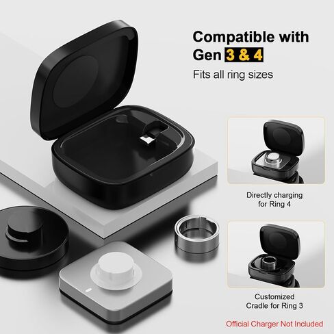 Wireless Charging Case for Oura Ring Gen 4 & 3 Charger, 1000mAh Portable Travel Power Station Fits All-Sized Oura Ring 4 & 3, 30-Day Runtime (Official Charger NOT Included) in Saudi Arabia
