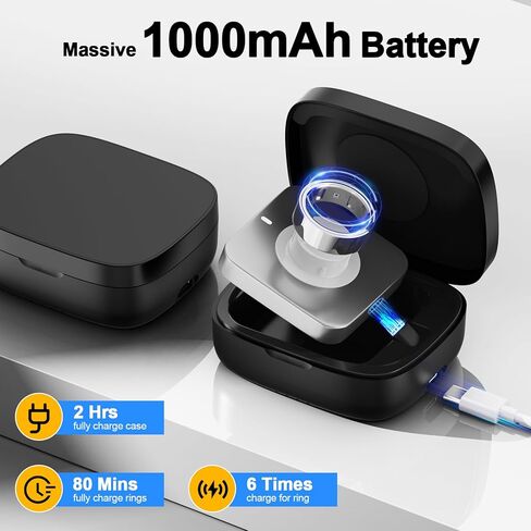 Wireless Charging Case for Oura Ring Gen 4 & 3 Charger, 1000mAh Portable Travel Power Station Fits All-Sized Oura Ring 4 & 3, 30-Day Runtime (Official Charger NOT Included) in Saudi Arabia