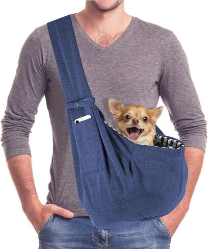 Puppy Sling Dog Carriers for Small Dogs with Adjustable Shoulder Strap and Pocket Puppy Carrier Waterproof Dog Carry Sling for Walking Subway Travel(Black) in Saudi Arabia