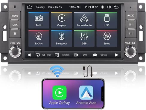 Fast Boot Linux Car Stereo Compatible with Jeep Wrangler Radio 2007-2018 Chrysler Dodge Ram 1500 | Bluetooth/Wireless CarPlay/Android Auto/FM/AM/RDS/USB | 180W DSP | in Saudi Arabia