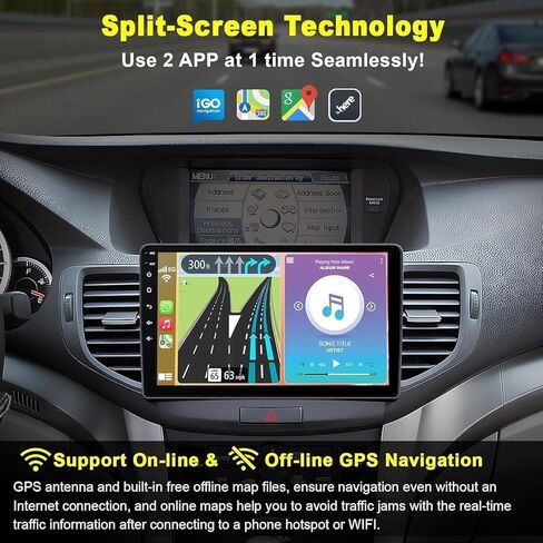 ستيريو سيارة 8core 4G+64G لسيارة Acura TSX 2009-2014/Honda Spirior 2009-2013، شاشة لمس 9 بوصة Android 13 راديو Acura مع CarPlay اللاسلكي، Android Auto، GPS Navi، 5G WiFi، بلوتوث 5.2، SWC، راديو FM in Kuwait