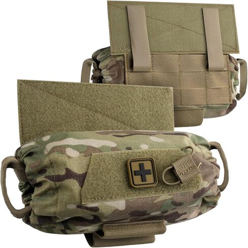 LIVANS Roll Up IFAK Pouch, Medical Drop Dump Pouch MOLLE First Aid Pouches | Tactical Dangler Pouches Belt IFAK Bag Trauma EMT Bag with Hook-N-Loop for Chest Rig Vest in Kuwait