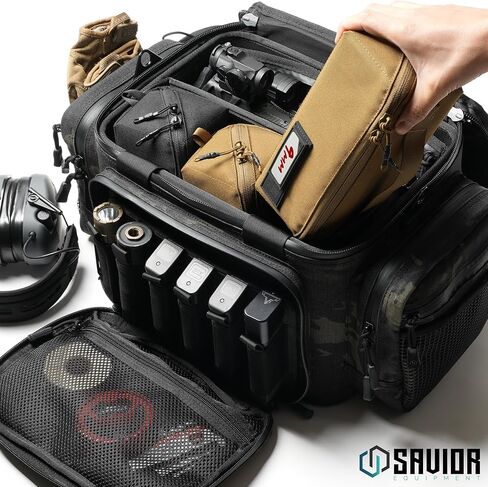 حقيبة الأدوات المساعدة من Savior Equipment، منظم تخزين الذخيرة، مجموعة ملحقات تروس مع 4 رقع معرف قابلة للكتابة، تفتح كصينية، غلاف شبه صلب، عبوة من قطعتين in Kuwait