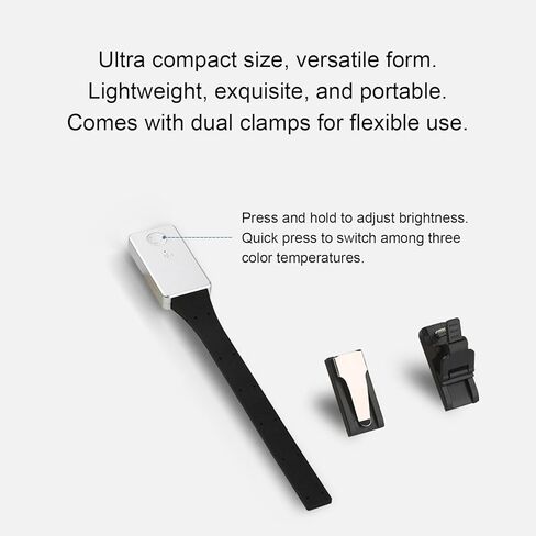 Fockety Book Light, Eye Caring LED Rechargeable Reading Light with 3 Color Temperatures and 360 Adjustable Goose Neck for Bedtime Reading Working Travel Camping (Magnetic Dual Clamps) in Saudi Arabia