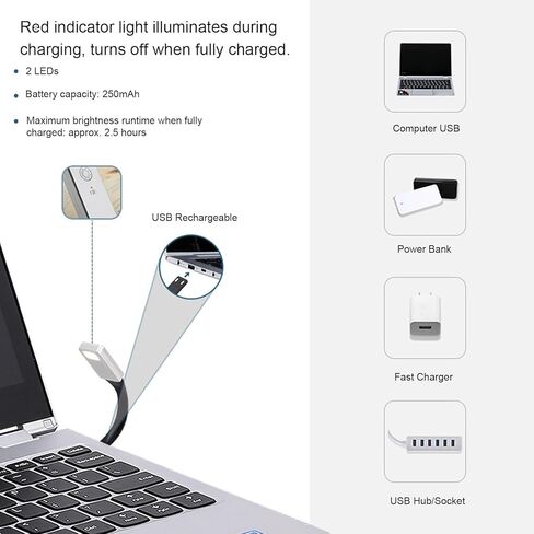 Fockety Book Light, Eye Caring LED Rechargeable Reading Light with 3 Color Temperatures and 360 Adjustable Goose Neck for Bedtime Reading Working Travel Camping (Magnetic Dual Clamps) in Saudi Arabia
