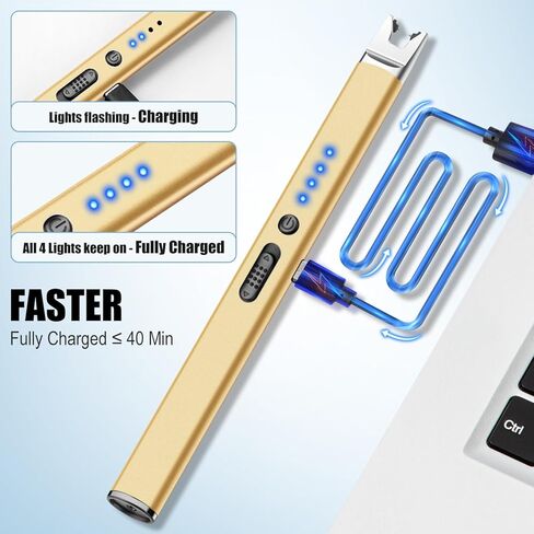 LcFun 3 عبوات من ولاعة الشموع الكهربائية USB القابلة لإعادة الشحن ولاعة بلازما مع قفل أمان، ولاعات طويلة عديمة اللهب مقاومة للرياح للشموع والشواية والشواء والتخييم ومواقد الغاز (أسود، وردي، أزرق) in Saudi Arabia